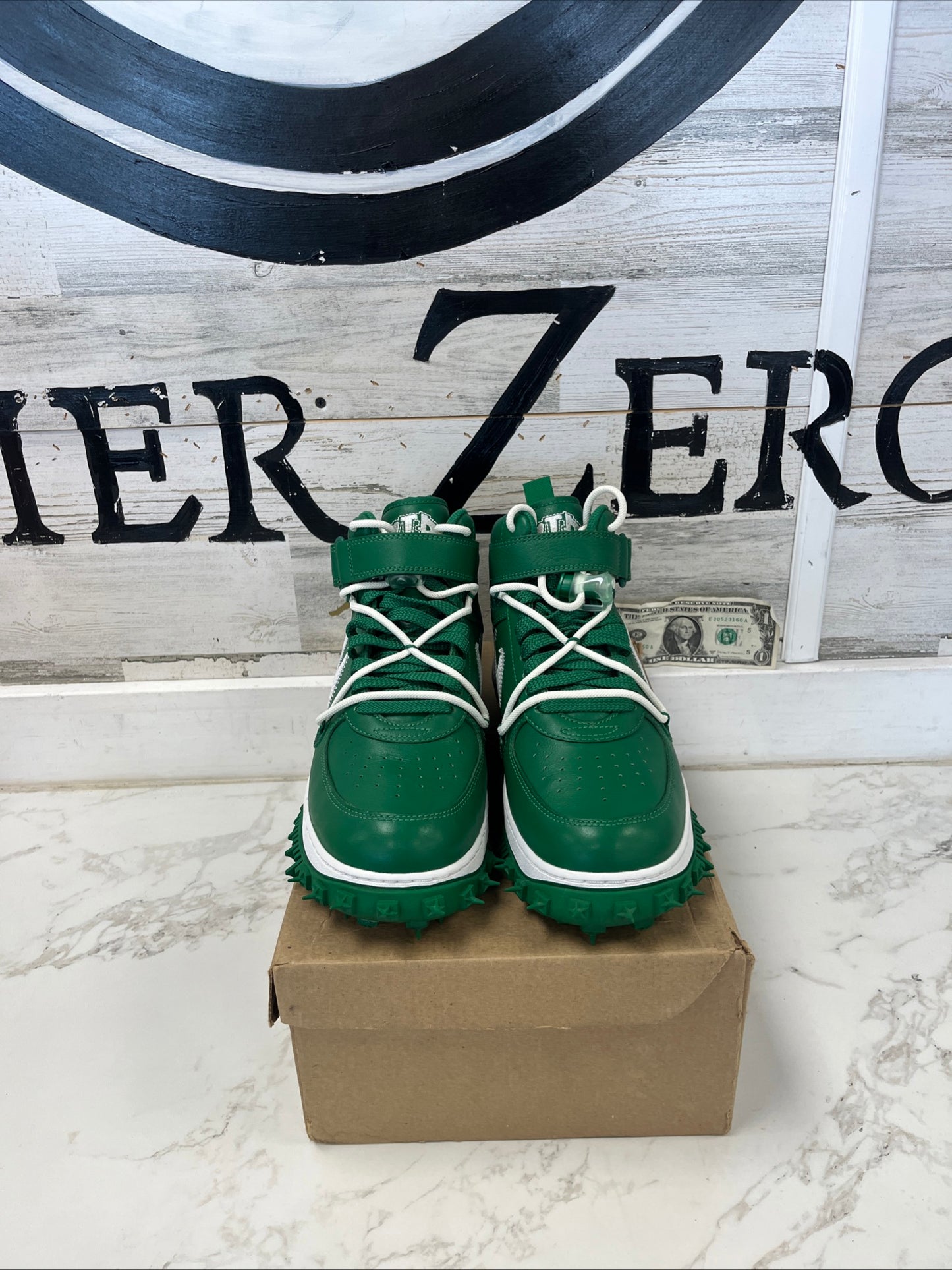 Off-White x Air Force 1 Mid SP Leather Pine Green