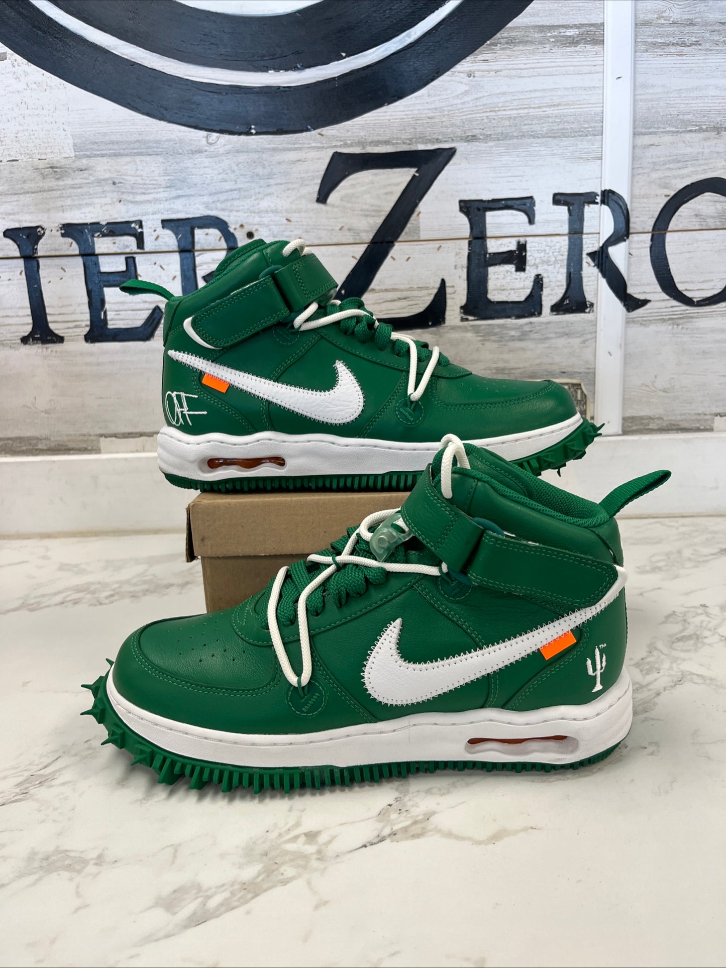 Off-White x Air Force 1 Mid SP Leather Pine Green